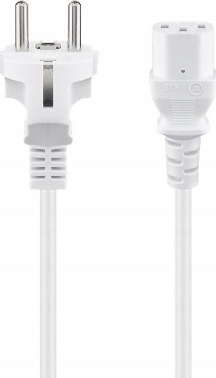 Kabel zasilający Goobay Goobay IEC Cord, 2 m, White, 2 m, Power plug type F, C13 coupler, H05VV-F3G, 250 V