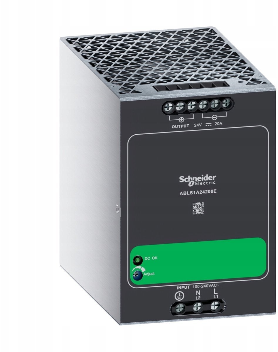 Schneider Jednofazowy zasilacz, zasilanie 100…240 V AC, wyjście 24 V DC, 480 W, DIN-rail, IP20, Easy...