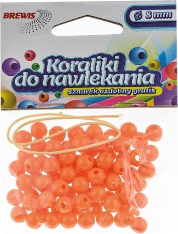 BREWIS Koraliki do nawlekania 8mm K8-3 pomarań. Brewis