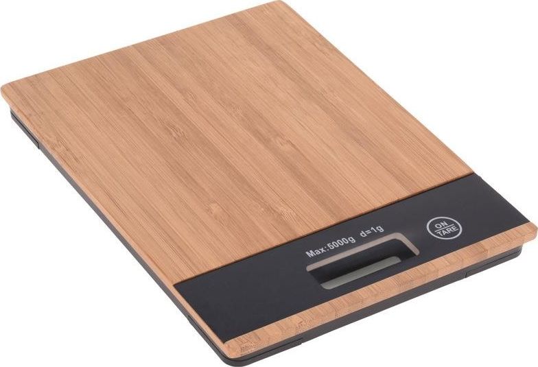 Waga kuchenna Excellent Houseware Waga kuchenna elektroniczna płaska bambusowa 5kg uniwersalny