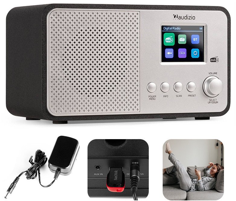 Radioodtwarzacz Audizio Radio cyfrowe DAB+ FM Avio srebrne one size