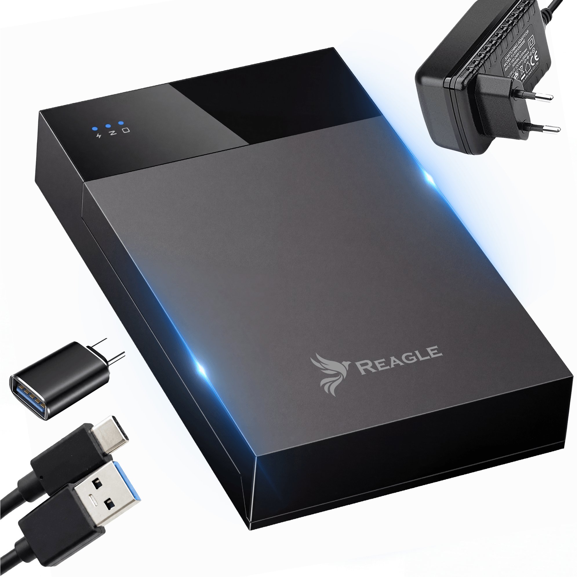 Kieszeń Reagle Obudowa Dysku 2,5 3,5 Kieszeń na dysk HDD SSD hub USB SATA III do 20TB Zasilacz 24W
