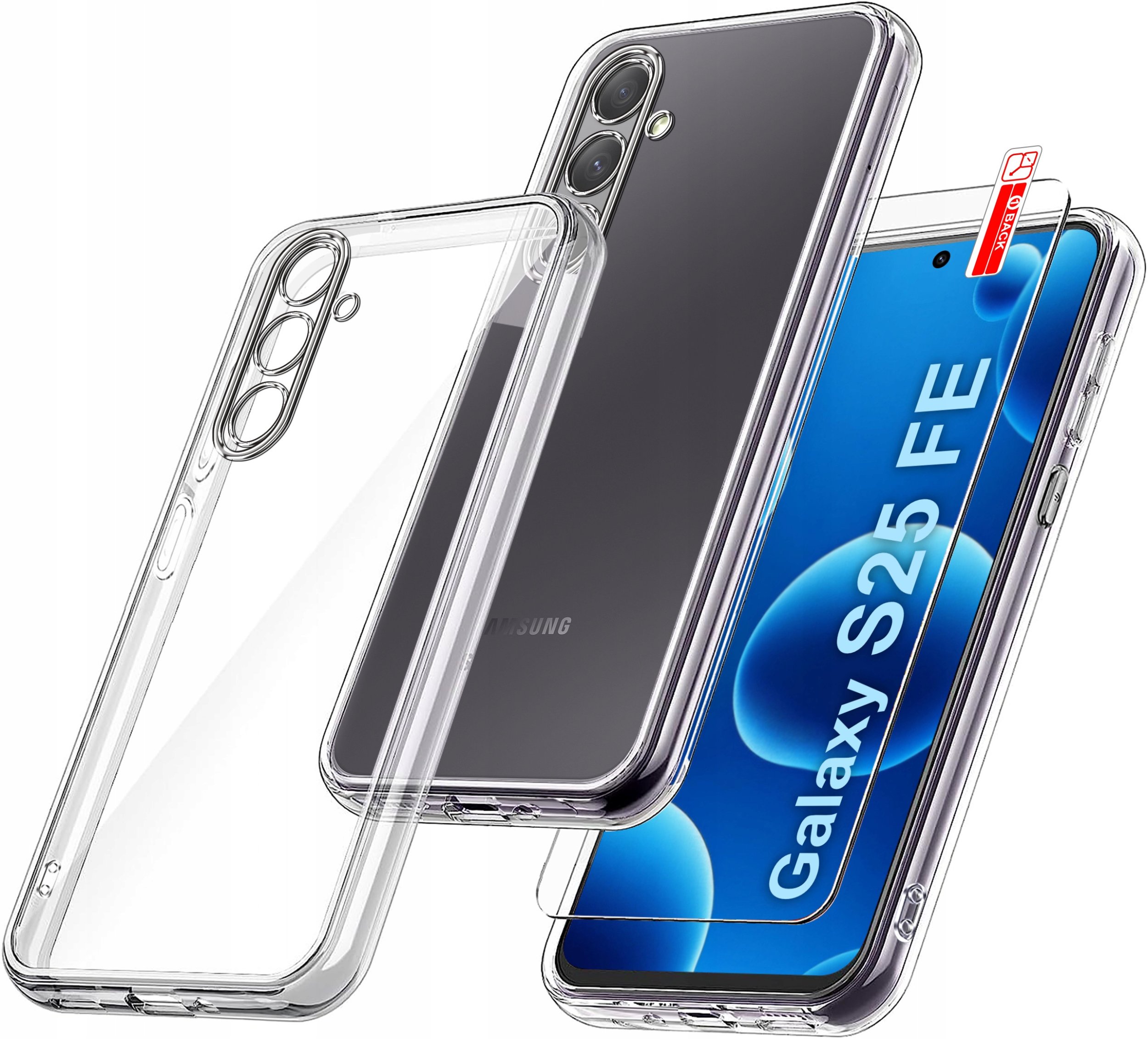 krainaGSM Etui Bezbarwne do Samsung S25 FE WZMACNIANE CLEAR CASE 2MM + Szkło 9H