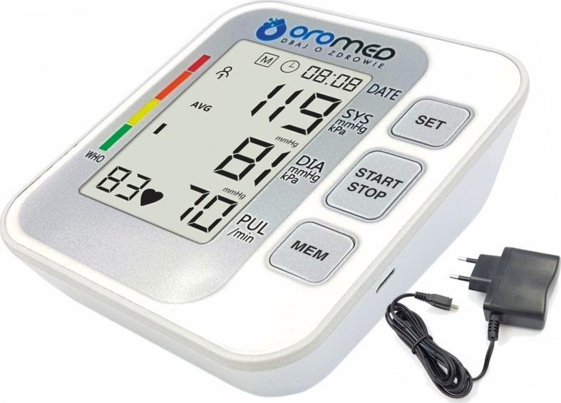 Ciśnieniomierz Oromed Ciśnieniomierz elektroniczny NARAMIENNY USB podświetlany wyświetlacz OROMED ORO-CLASSIC + ZASILACZ [H]