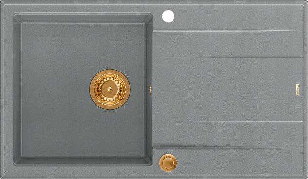 Zlewozmywak GraniteQ EVAN 111 zlewozmywak z syfonem Push 2 Open 1-komorowy z/o (860x500x210) silver ...