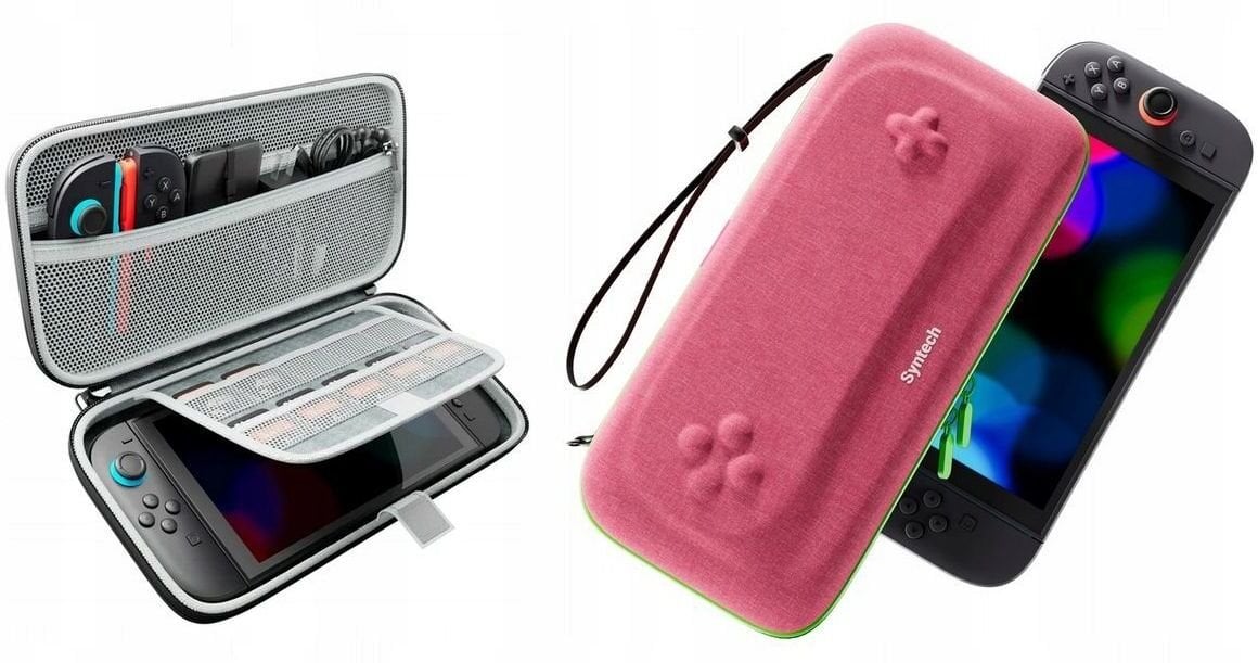 Twardy Sztywny Pokrowiec Futerał Etui Walizka Case Do Nintendo Switch 2 / G11 Różowo- Zielony