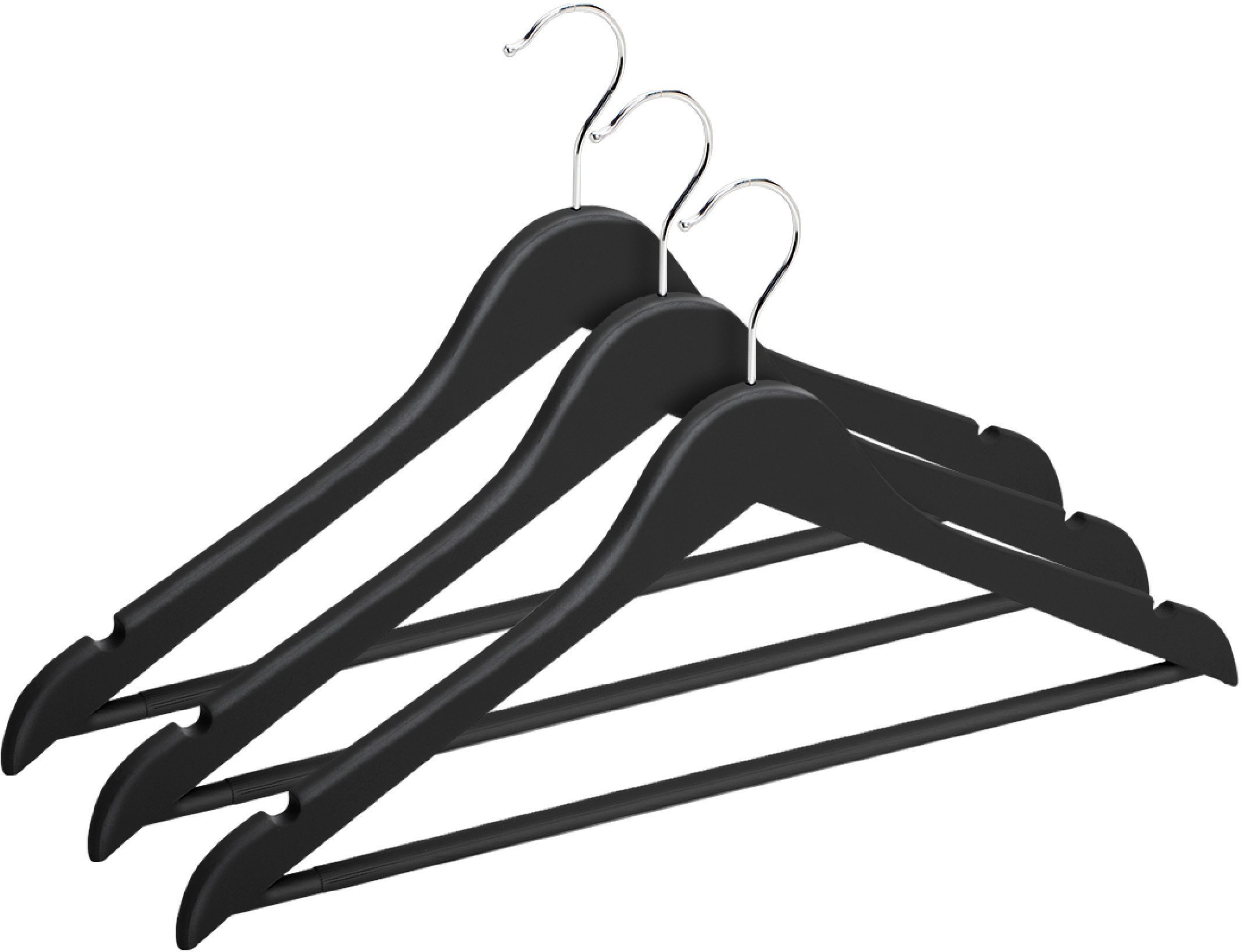 Domoletti RUBBER COATED HANGER LSR013C BLACK 3PCS