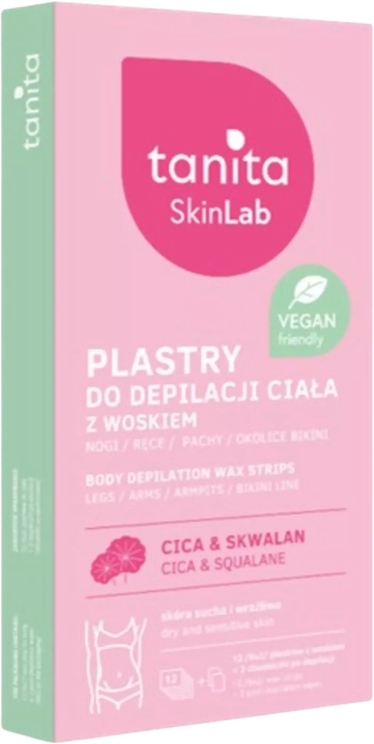 TANITA Skin Lab Plastry z woskiem do depilacji ciała dla skóry suchej i wrażliwej - CICA & SKWALAN 1 op.