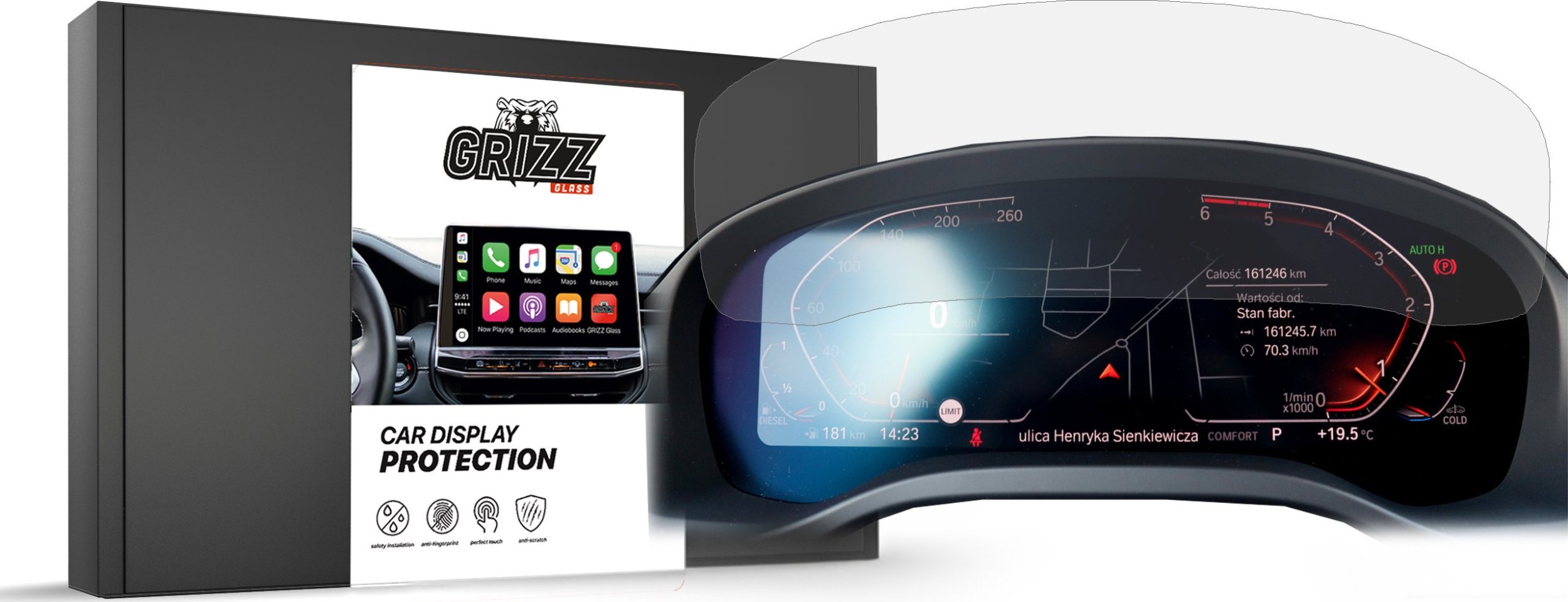 Etui do nawigacji GrizzGlass Folia matowa CarDisplay Protection do BMW M3 G80 12,3" 2019-2023