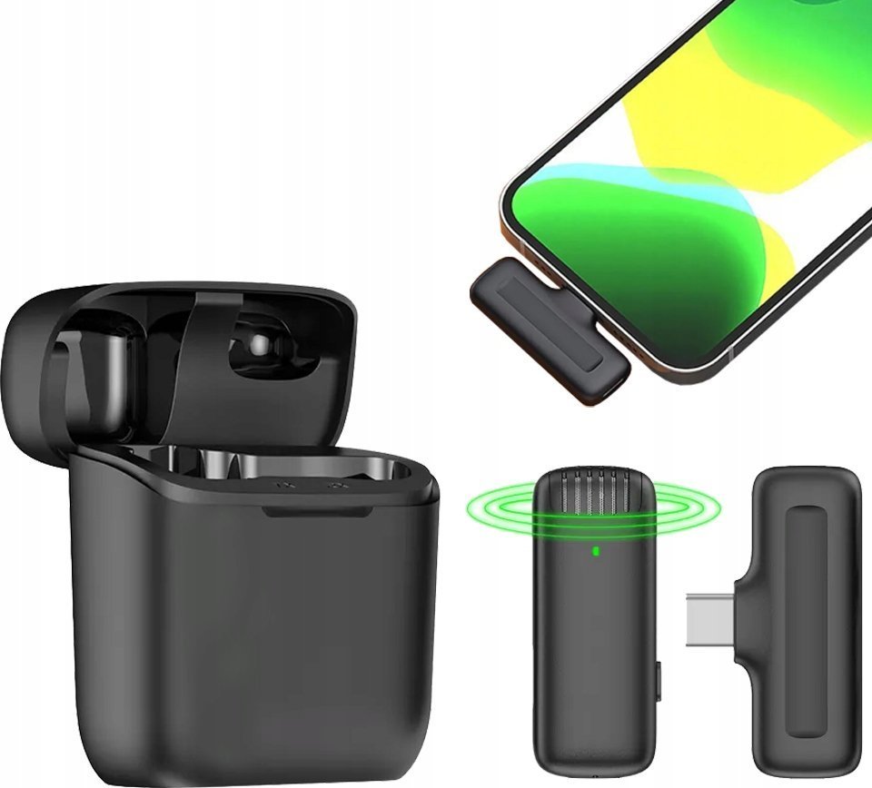 Mikrofon Spreest BEZPRZEWODOWY MIKROFON KRAWATOWY USB C DLA ANDROID IOS STREAMING LIVE VLOG