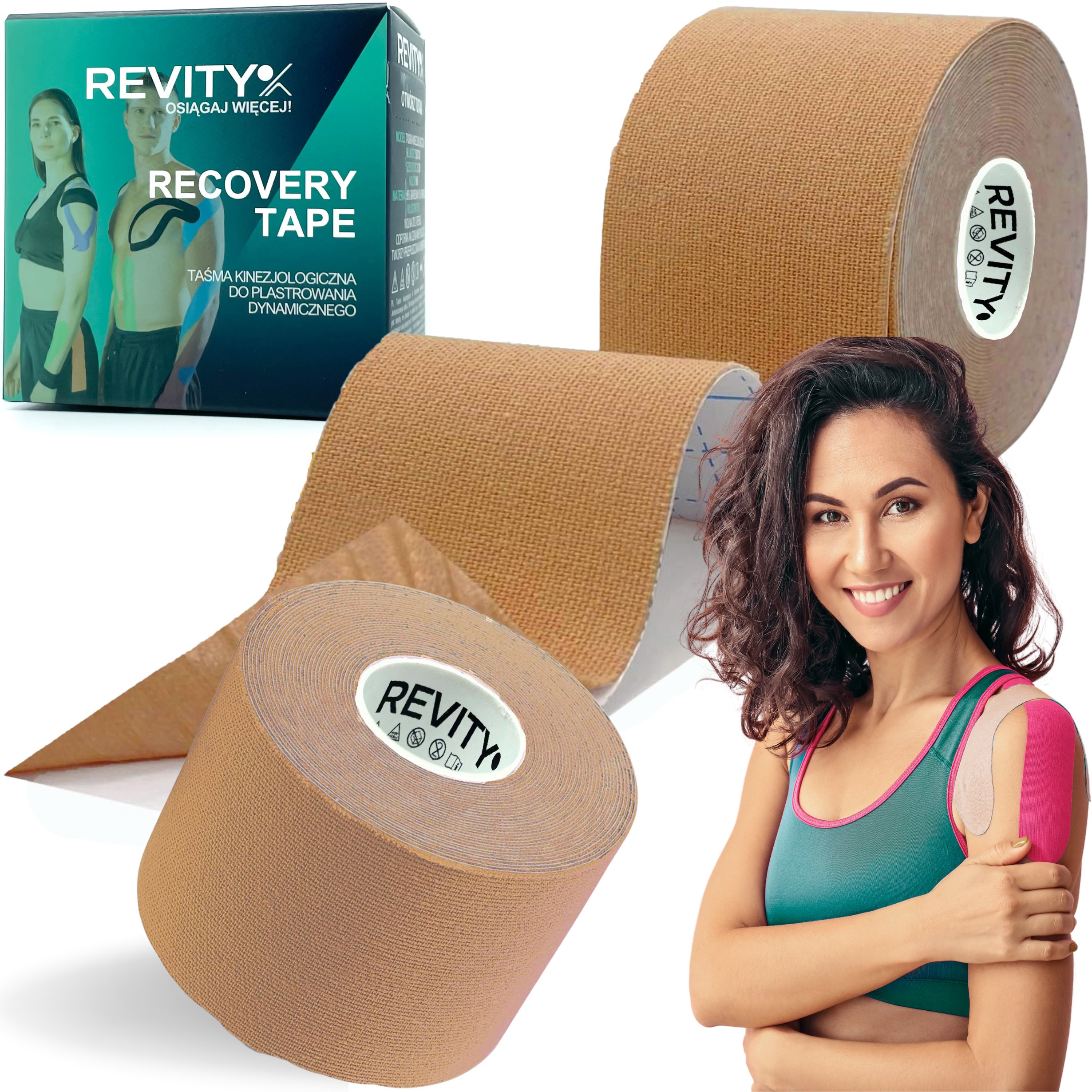 Revity Taśma kinezjologiczna kinesiology tape 5 cm x 5 m plastry medyczne 1 szt.