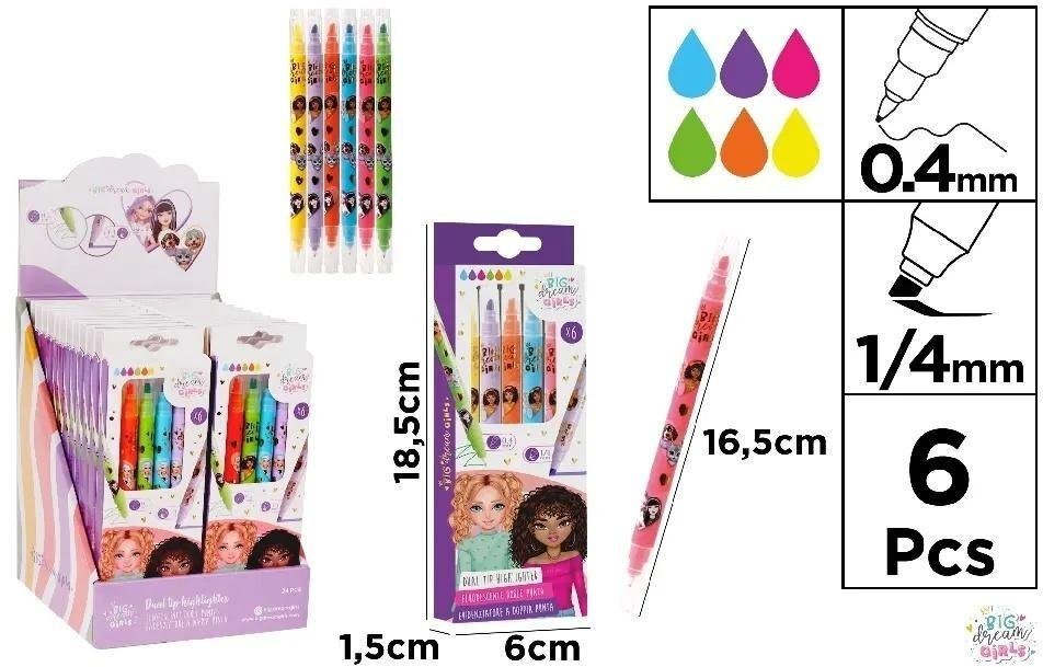 Penword Zakreślacz BDGirls dwustronny 0.4mm 6 kolorów (8435721033341)