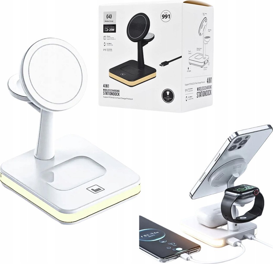 Ładowarka Kaku ECONOMY* BEZPRZEWODOWA ŁADOWARKA MAGNETYCZNA 30W 3W1 DO TELEFONU