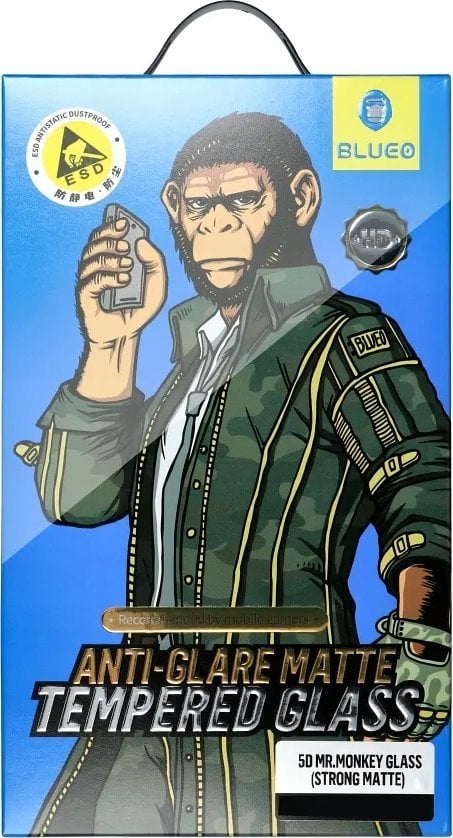 Blueo Szkło Hartowane 5D Mr. Monkey Glass - Apple iPhone 15 Pro czarny (Strong Privacy)