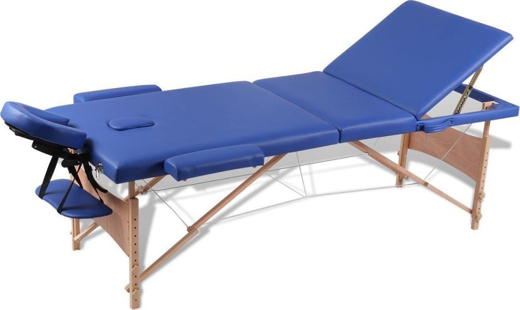 Фото - Масажний стіл VidaXL Niebieski składany stół do masażu 3 strefy z drewnianą ramą 