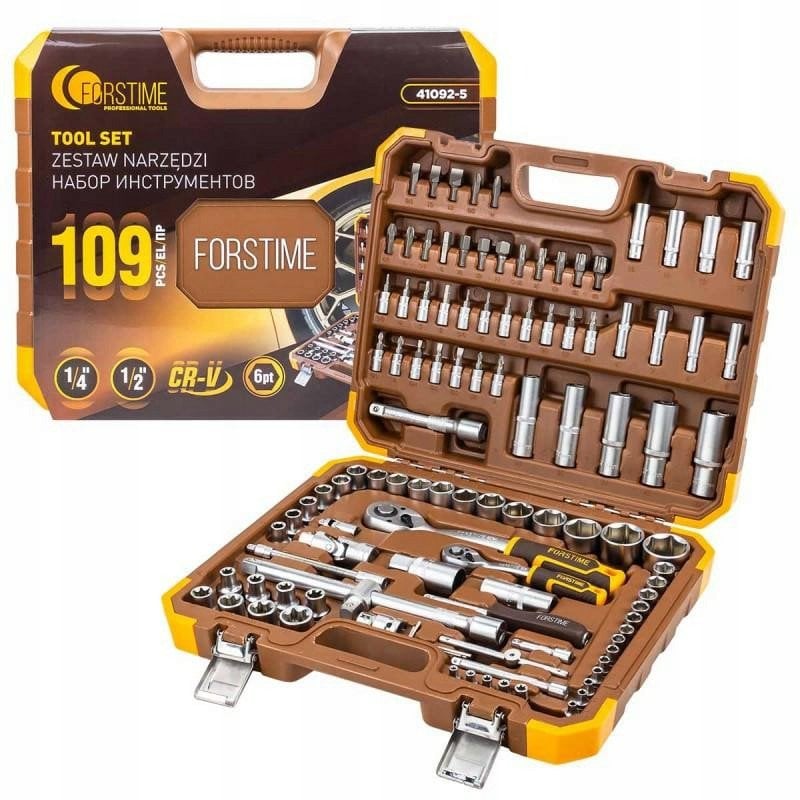 ZESTAW NARZĘDZI NASADKI GRZECHOTKA BITY 1/2' 1/4' 109el. 6-kątne 4-22mm