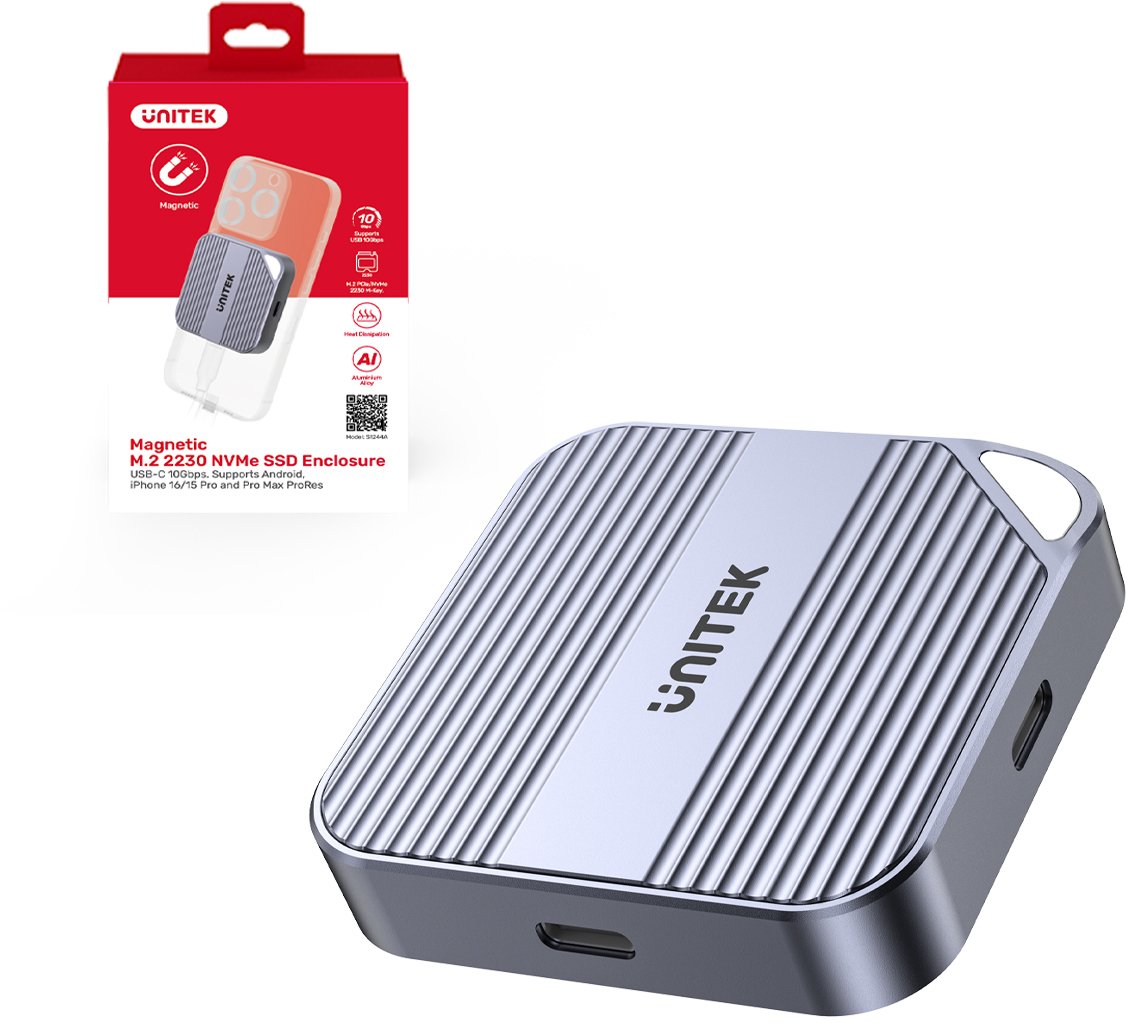 Kieszeń Unitek magnetyczna SolidForce Reefer USB-C do M.2 SSD (NVMe/SATA) (S1244AGY01)