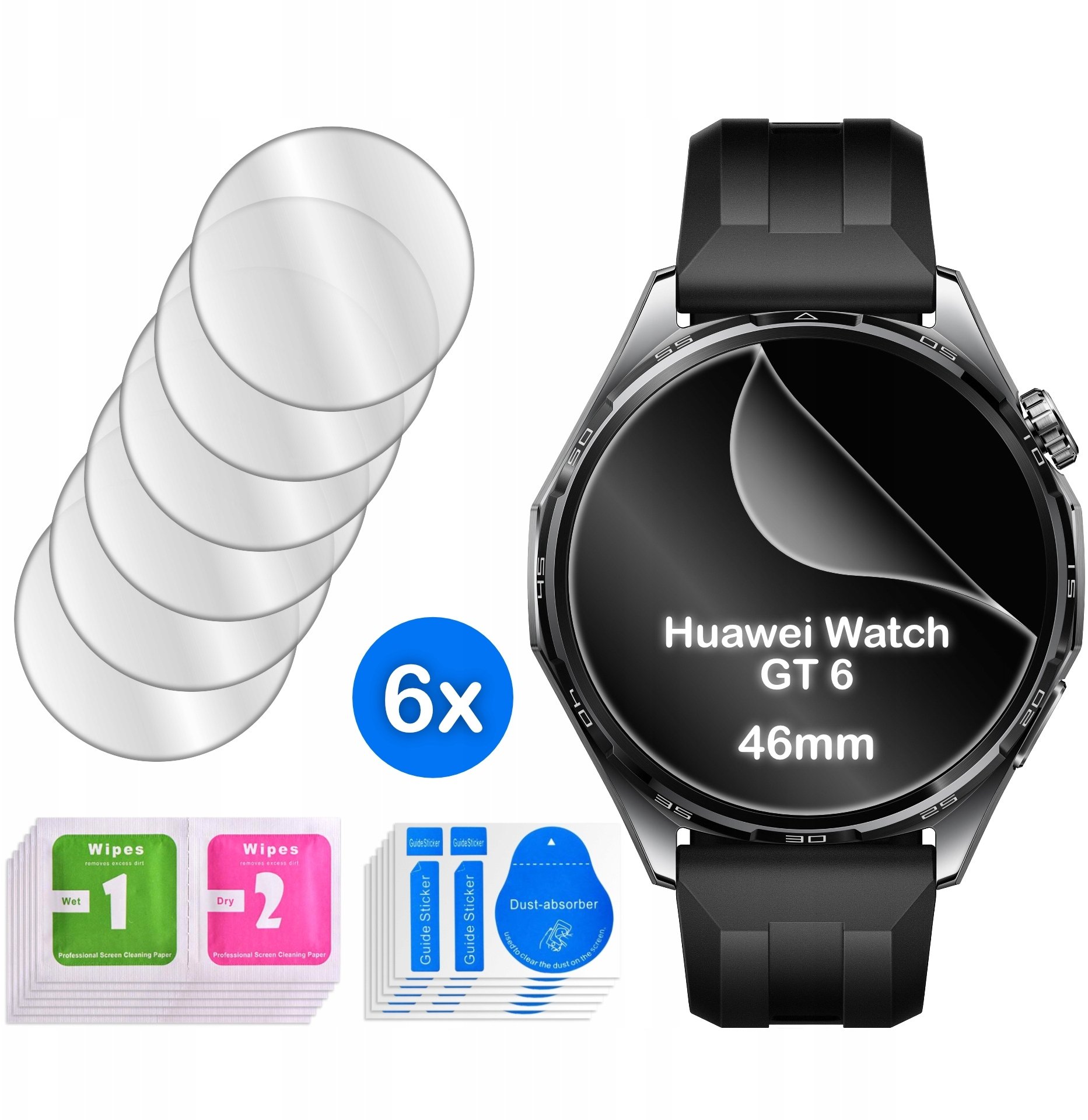 krainaGSM FOLIA do Huawei Watch GT 6 46mm na ekran 3D 6 sztuk