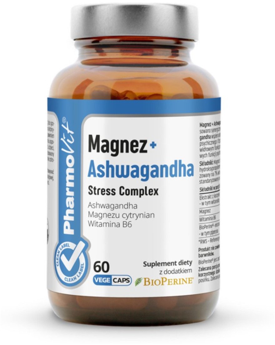 Pharmovit Magnez + Ashwagandha Stress Complex suplement diety 60 kapsułek 60g