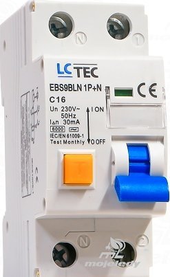 LCTec Wyłącznik różnicowoprądowy C 16A 30mA 1P+N EBS9BLN