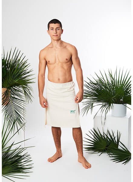 Yeye Kilt męski do sauny z gumką 100% bawełna Standard OEKO-TEX YEYE Made in Nature Biały S