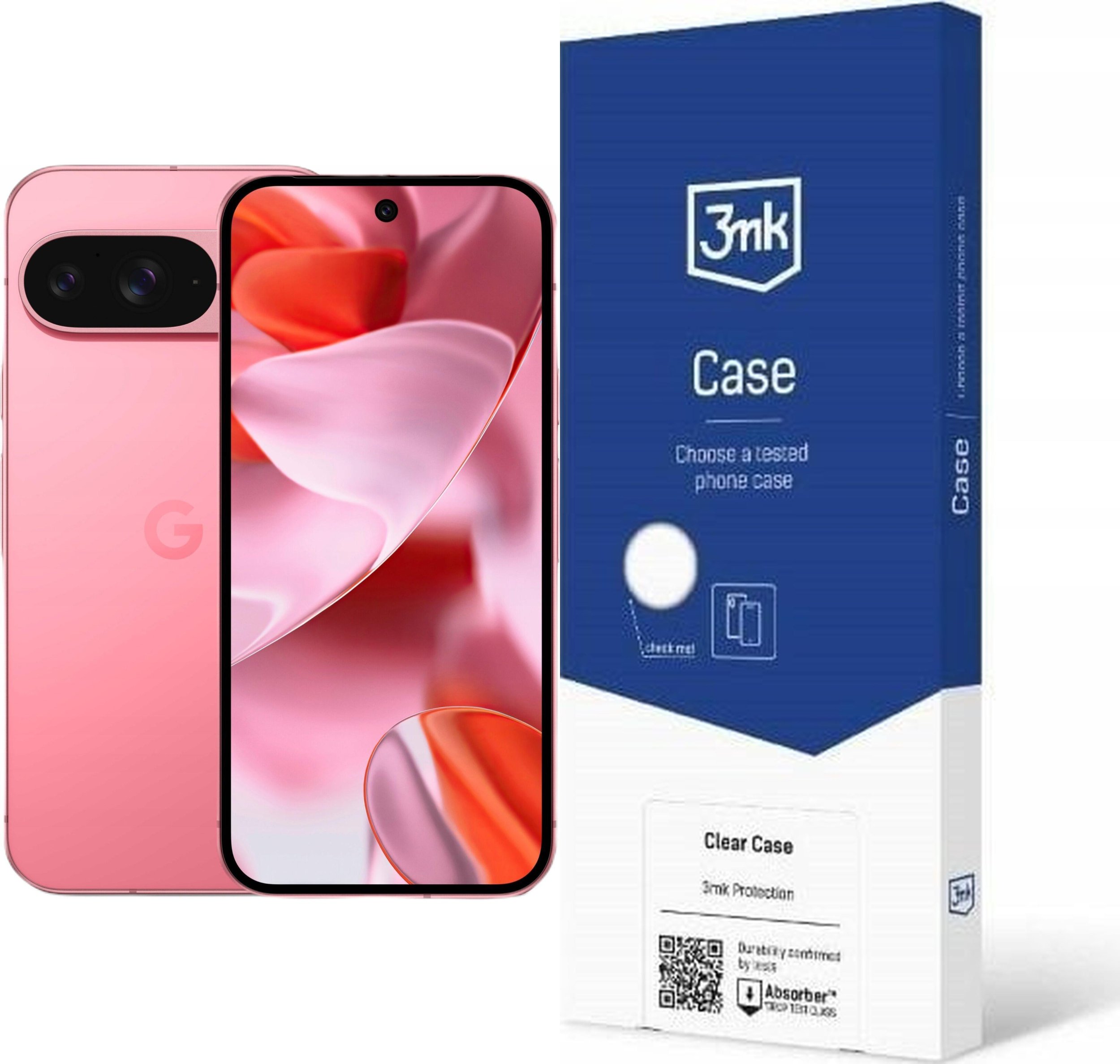 Smartfon Pixel 9 5G 12/128GB Różowy (GA05841-GB) + Etui Clear Case