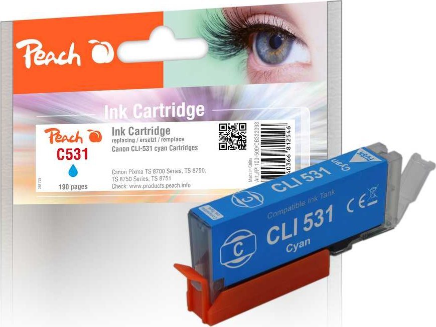 Peach Peach Patrone Canon CLI-531, 6120B002 cyan kompatibel