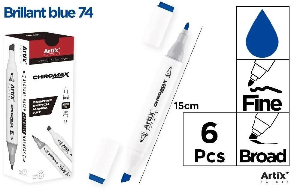 Marker Chromax z 2 końcówk brilliant blue 74 (6szt