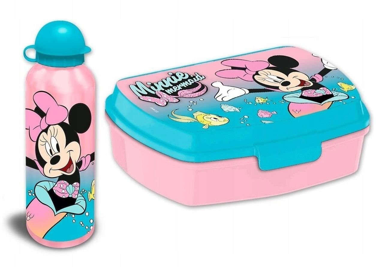 Zestaw 2w1 Śniadaniówka Lunchbox + Bidon Butelka Dla Dziecka Myszka Minnie / Mn30011