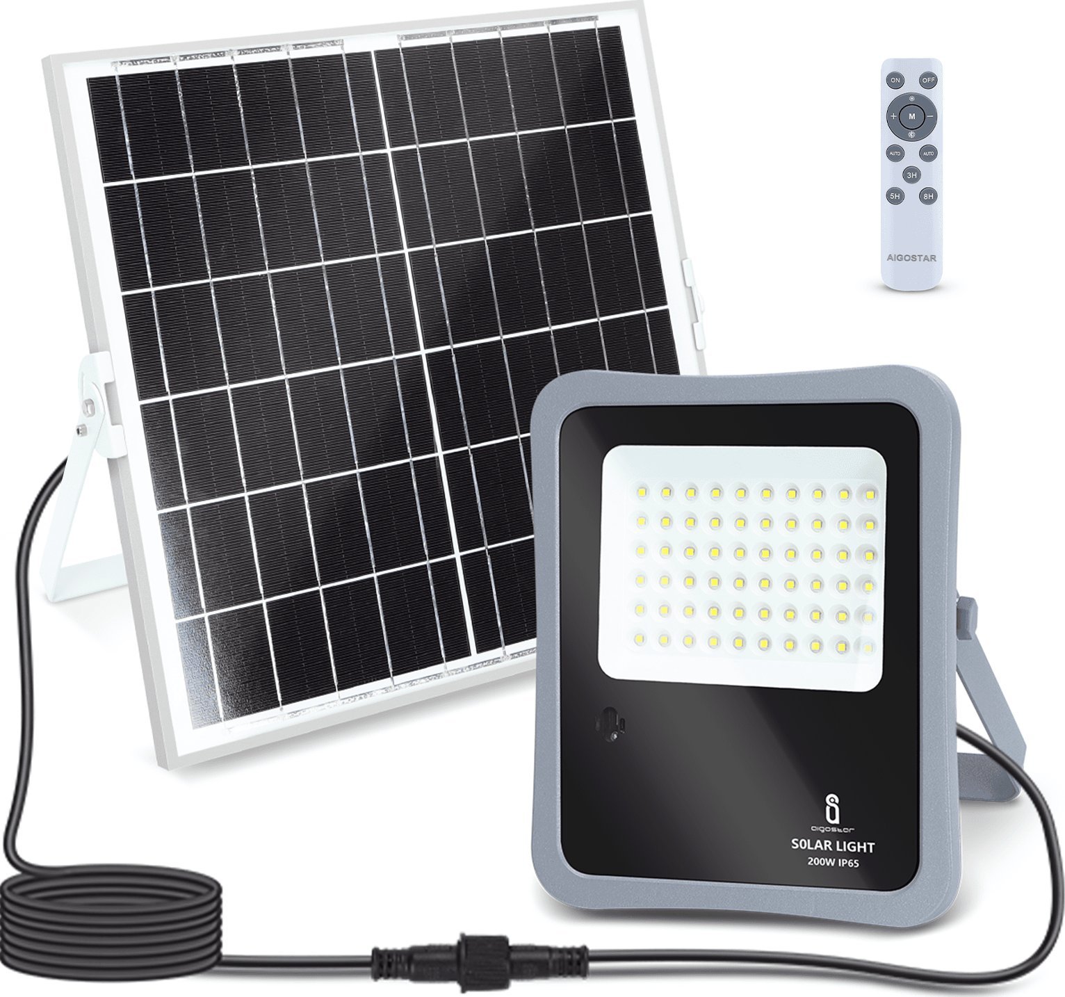 Naświetlacz Aigostar Halogen Solarny reflektor LED 200W zimny Solarny reflektor LED 200W