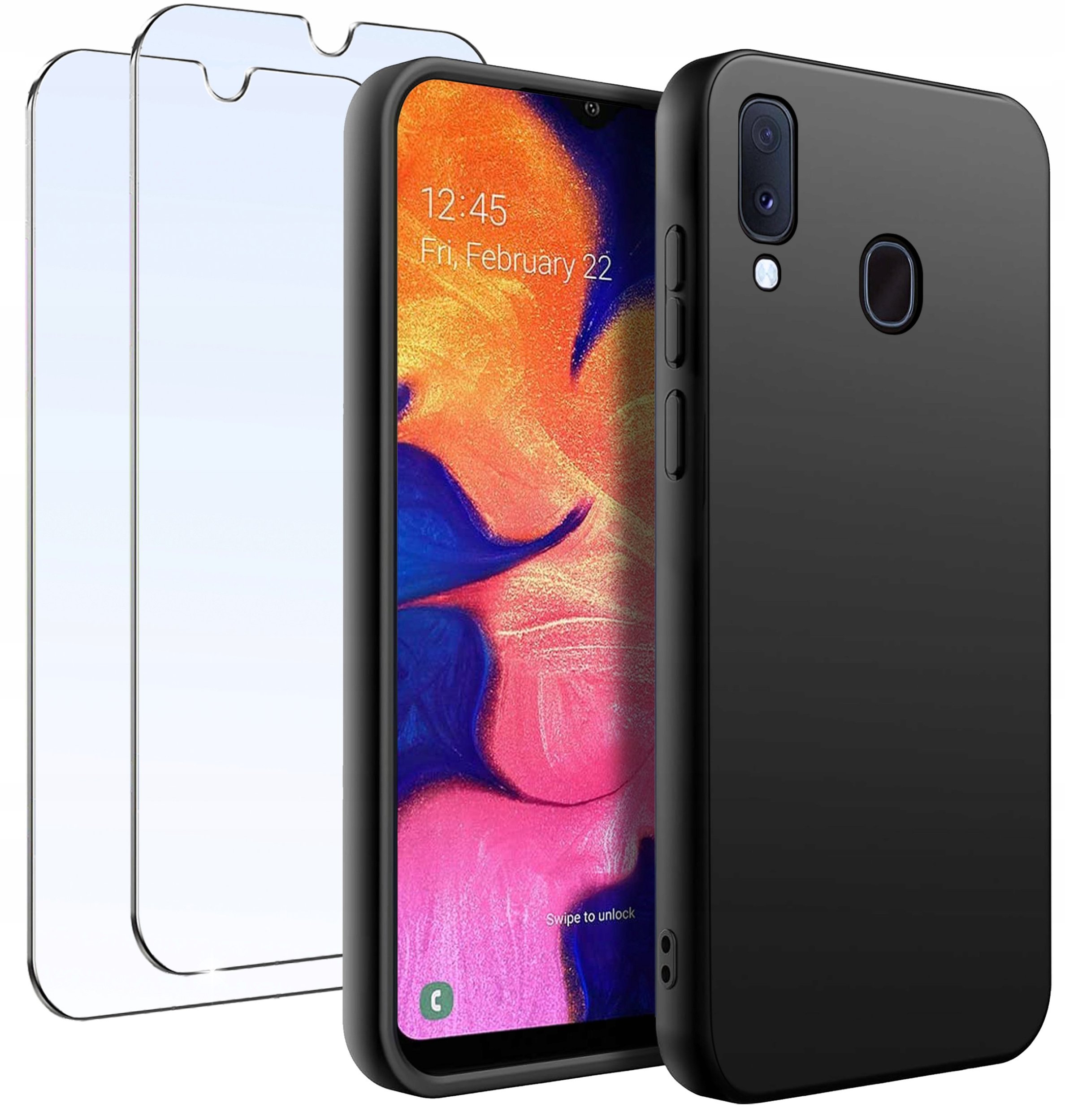 krainaGSM ZESTAW Etui do Samsung Galaxy A20e CASE Gumowe Matowe Silikon +2X SZKŁO