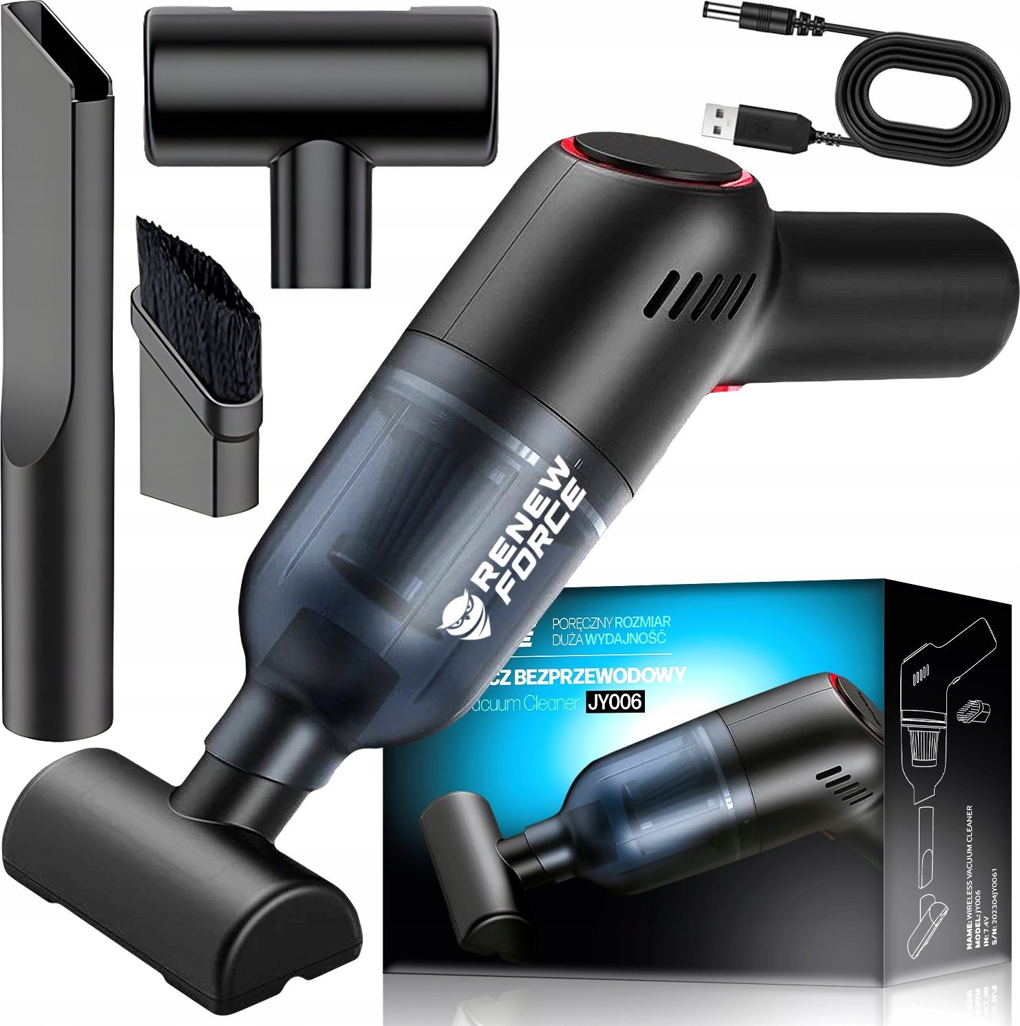 ODKURZACZ BEZPRZEWODOWY MAŁY CZARNY JY006