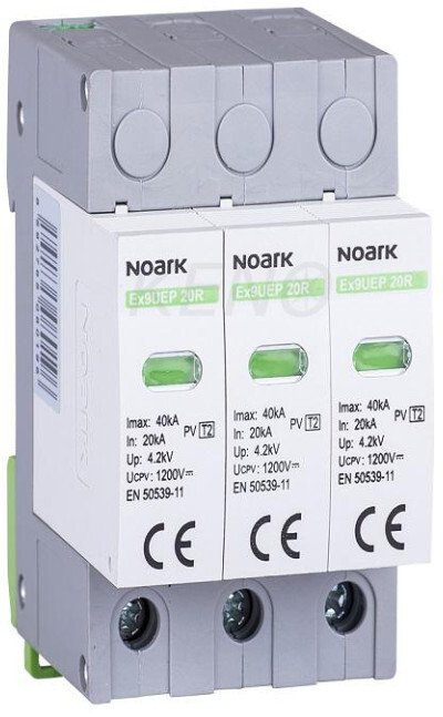 Noark Ogranicznik przepięć Typ T2 3P 1000V DC dla uziemionych systemów PV Ex9UEP