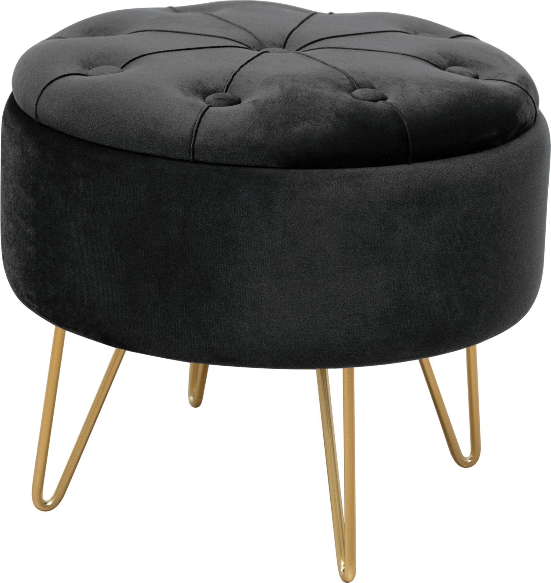 Fabryka Mebli Akord Pufa pikowana z pojemnikiem welurowa CARO Czarna