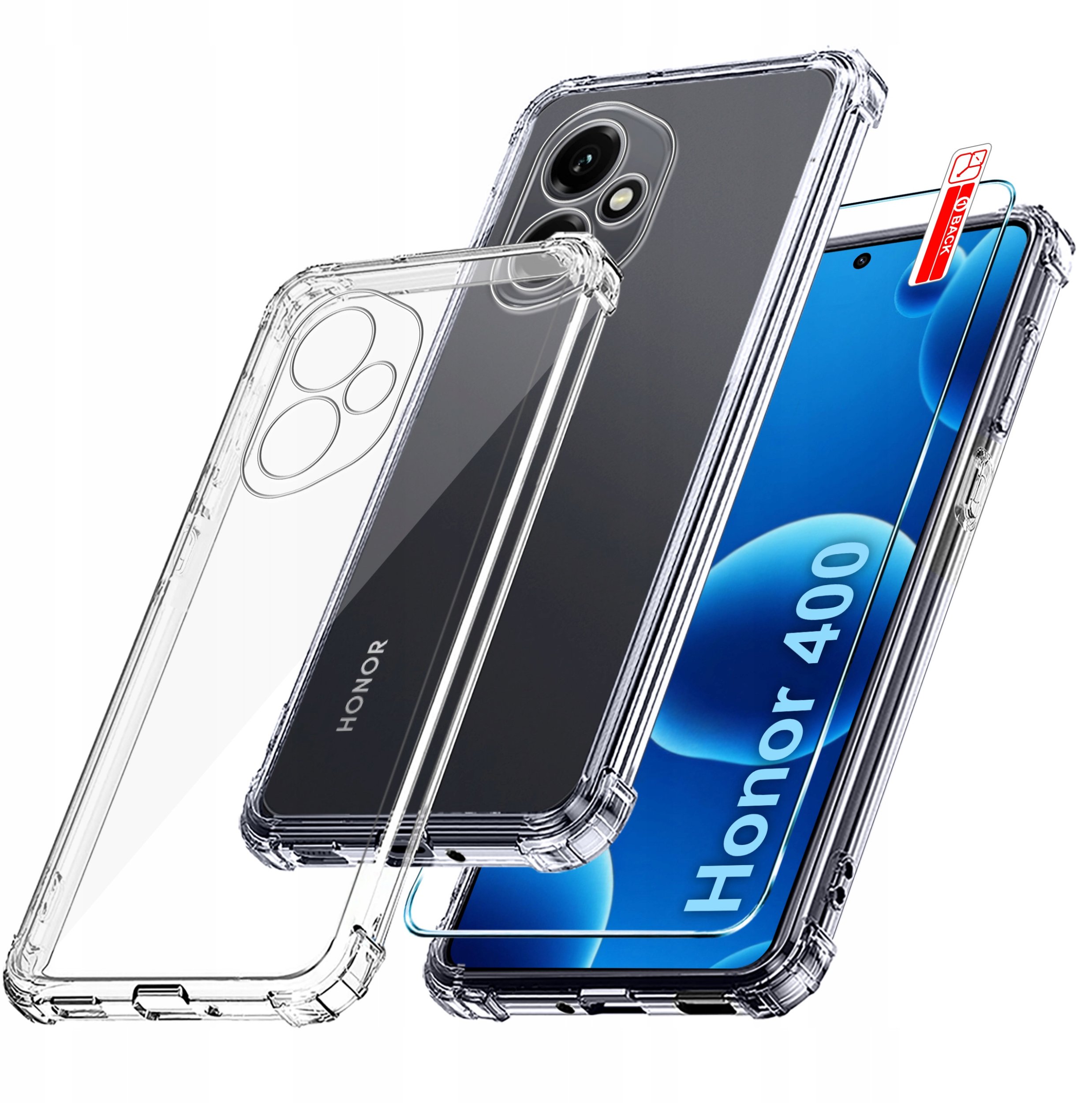 krainaGSM Etui do Honor 400 PANCERNE CASE SILICON GUMOWE SLIM + SZKŁO 9H