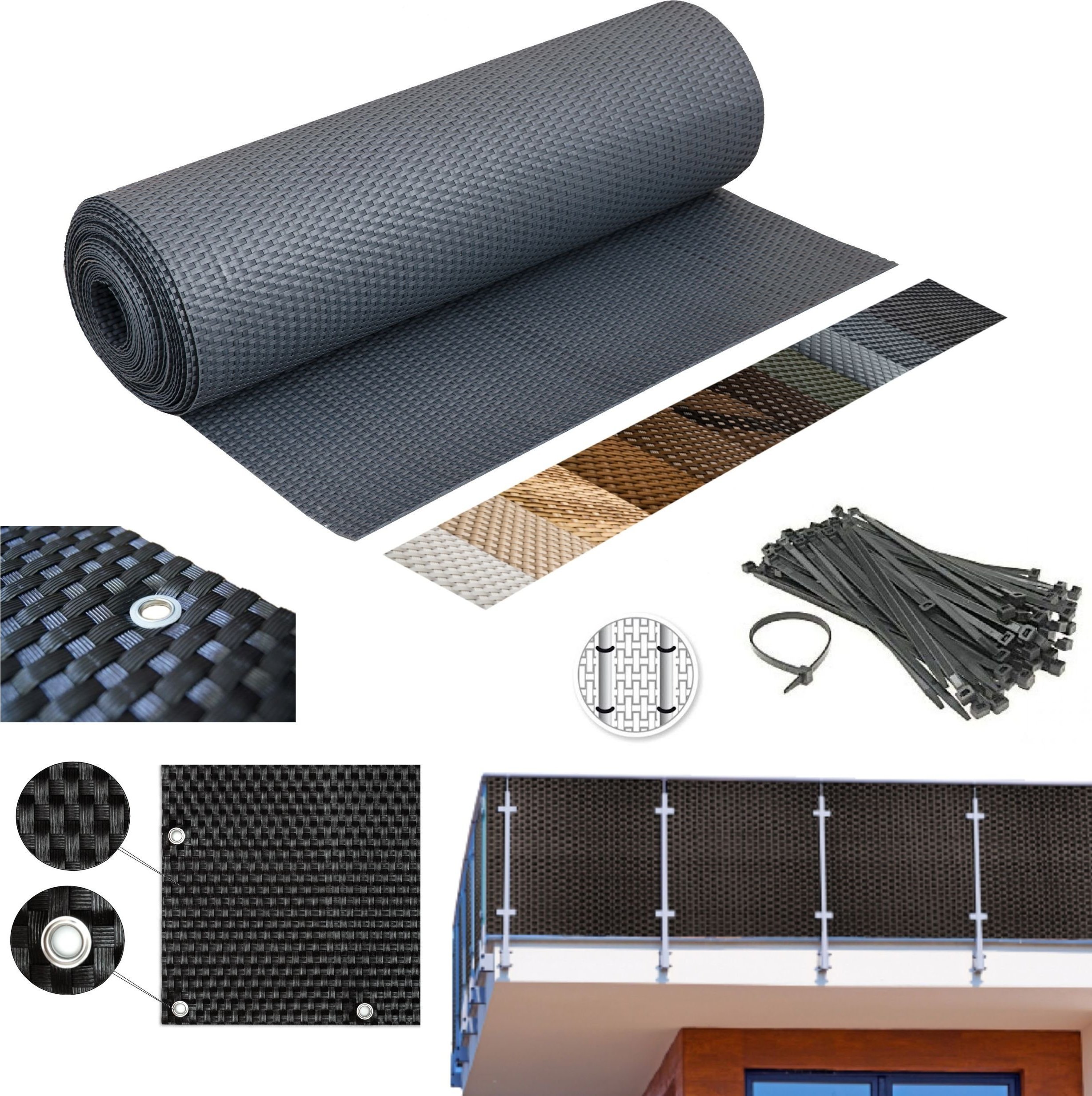 PROGRESJA Osłona Balkonowa Oczkowana Mata technorattan na wymiar