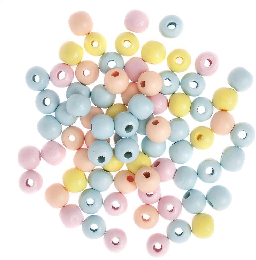 Skrzynkazdrewna Koraliki drewniane kulki pastelowe 12mm 40g