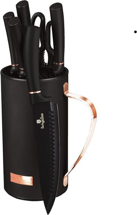 Berlinger Haus Zestaw noży w bloku 7 elementów Black Rose BH-2481 Czarny