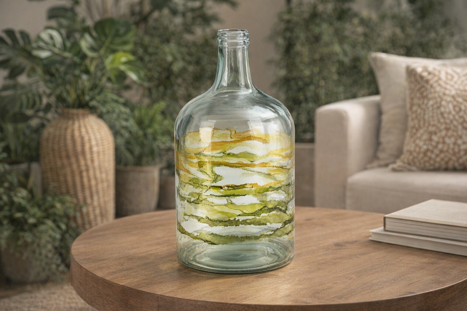 Butelka dekoracyjna 43 cm Watercolor zielona F1396