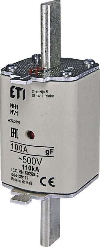 Etipo Wkładka bezpiecznikowa ETI Polam NH1 004139117 gF 100A 500V WT-1/gF/100A/P/500V szybka