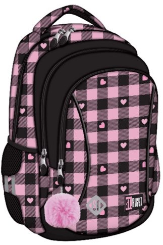 St. Majewski PLECAK 26X39X12 1ZAM 4KIESZ STRIGHT PINK CHECKER