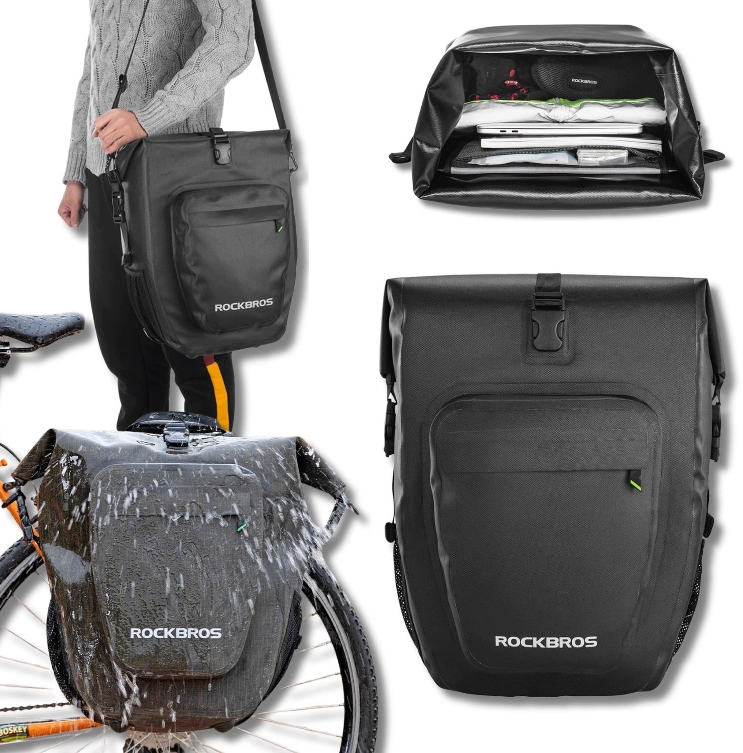 RockBros Torba na bagażnik AS-001 wodoodporna 27 l - czarna (5907769391606)