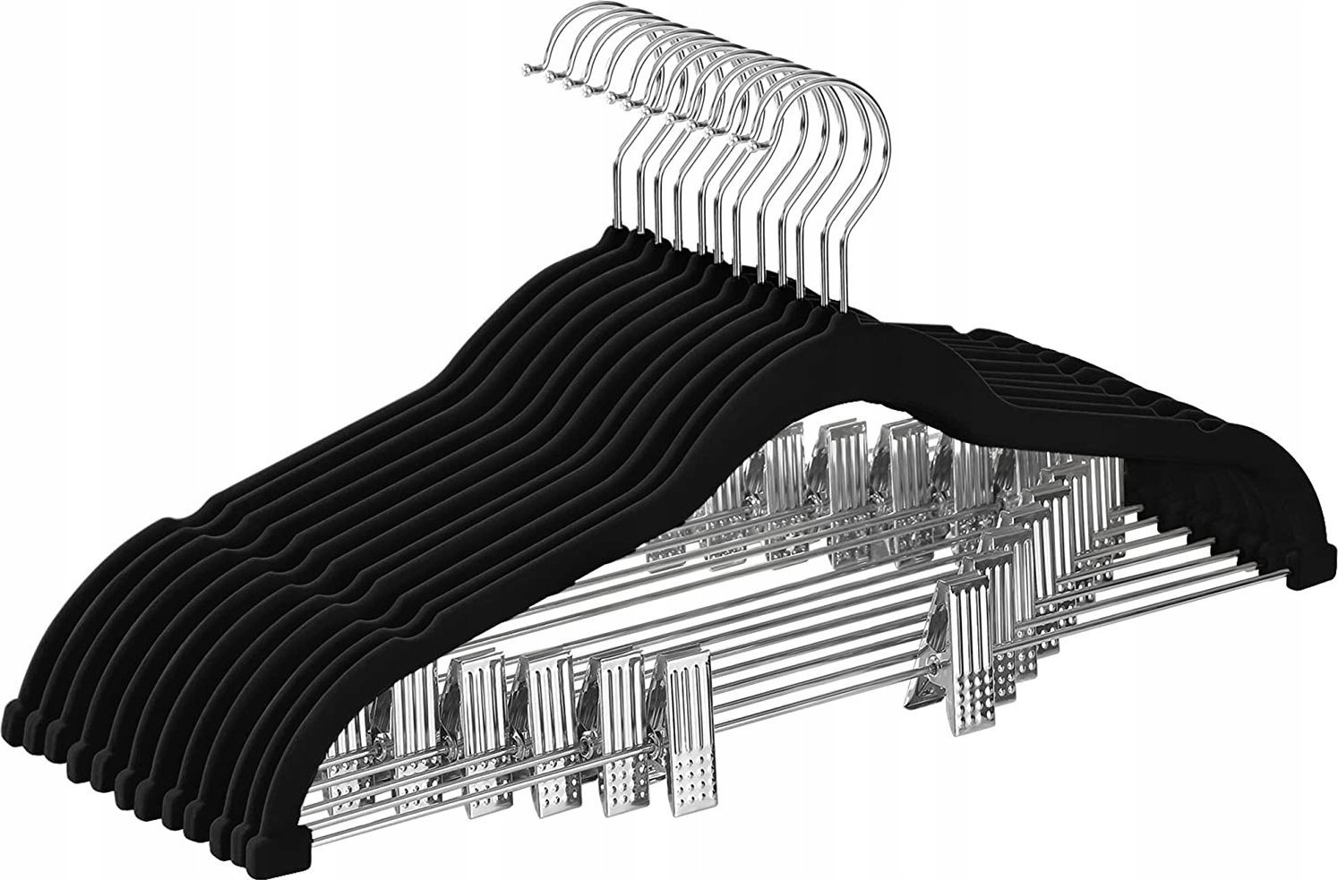 Leobert Wieszaki z klamerkami czarne 12szt - CRF12B