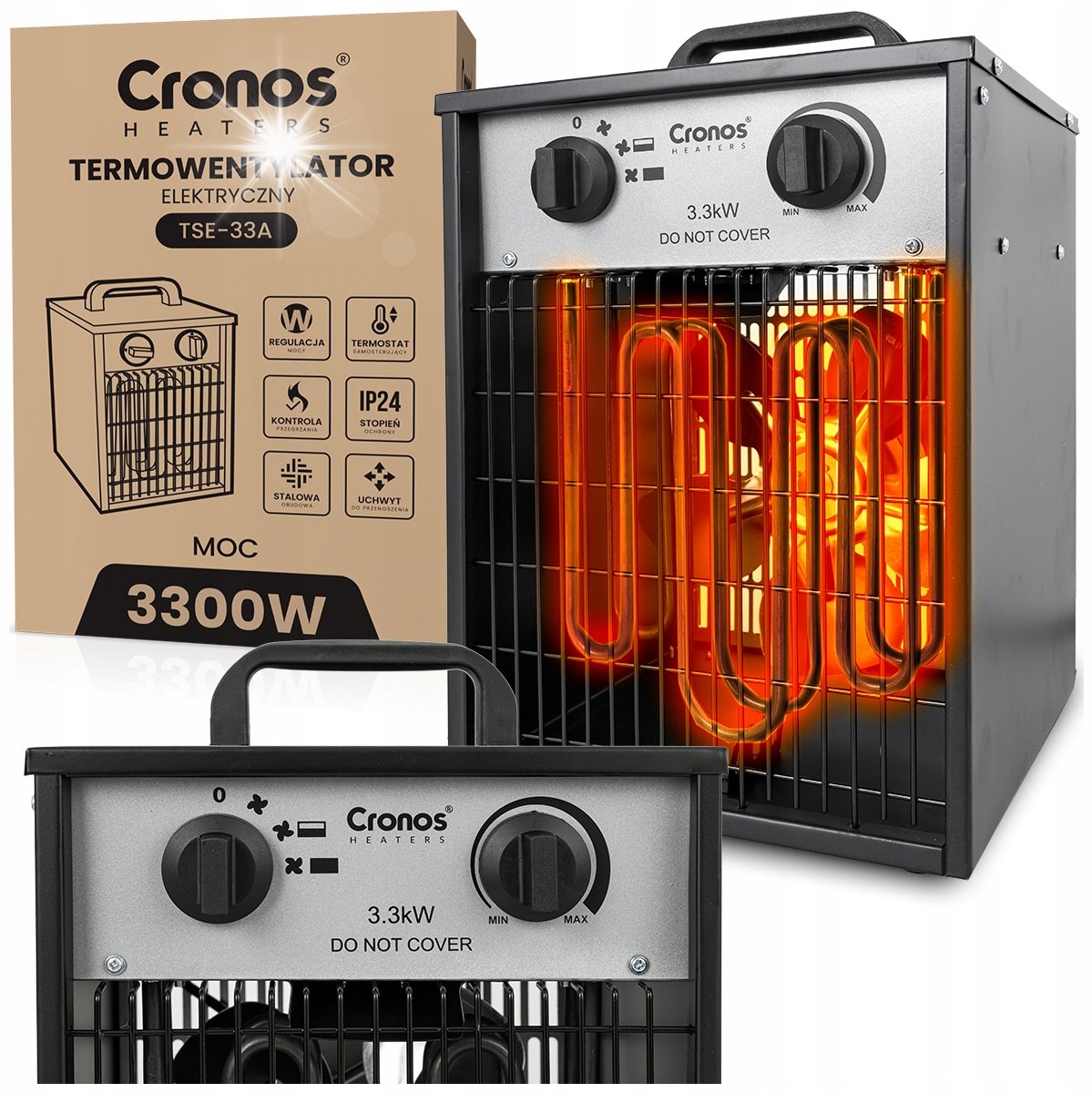 Termowentylator Cronos NAGRZEWNICA ELEKTRYCZNA FARELKA PIECYK GRZEJNIK DMUCHAWA MOCNA CRONOS 3,3kW