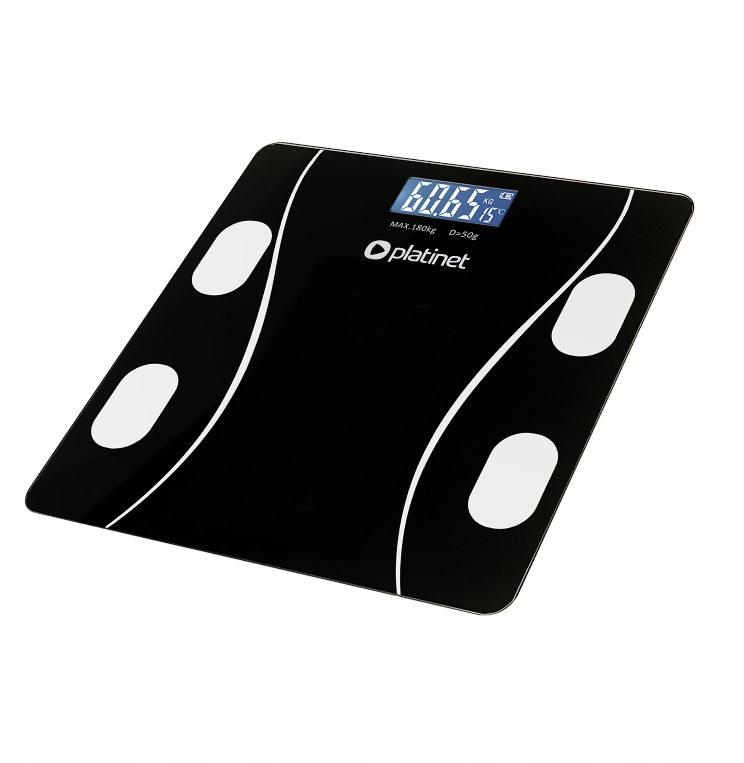 Waga łazienkowa Platinet PLATINET WAGA BATHROOM SMART BODY SCALE 180KG 26X26CM WITH APP BLUETOOTH BL...