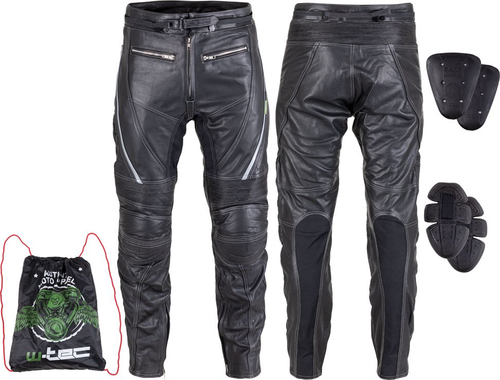 Zdjęcia - Odzież motocyklowa W-TEC Skórzane spodnie motocyklowe  Vilglen Kolor Czarny, Rozmiar 5XL 