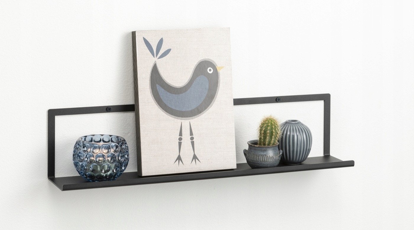 NAGA Gallerihylde w metal'u 7,5 x 45 cm czarny