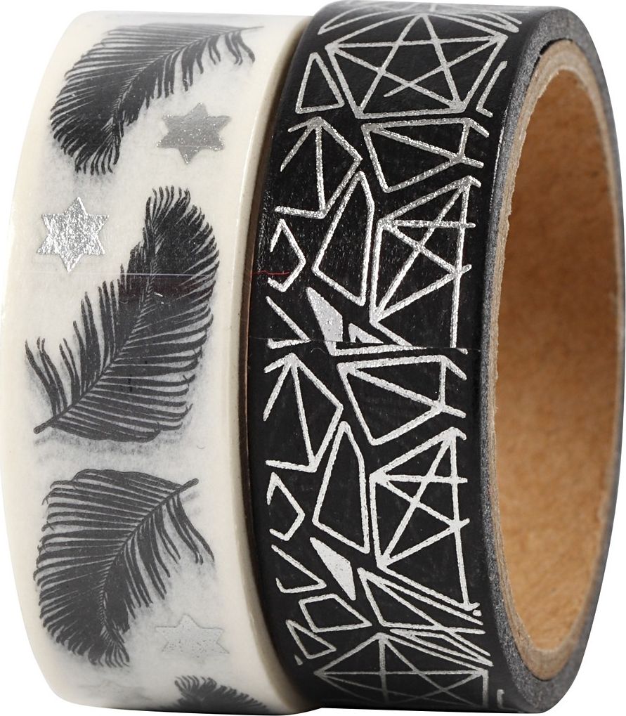 Creative Company Taśmy Washi Pióra i Kształty 2x4 m