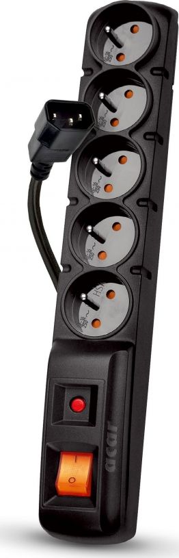 Acar F5 IEC przeciwprzepięciowa 5 gniazd 5 m czarna (W0088)