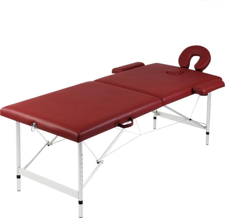 Фото - Масажний стіл VidaXL Czerwony składany stół do masażu 2 strefy z aluminiową ramą 